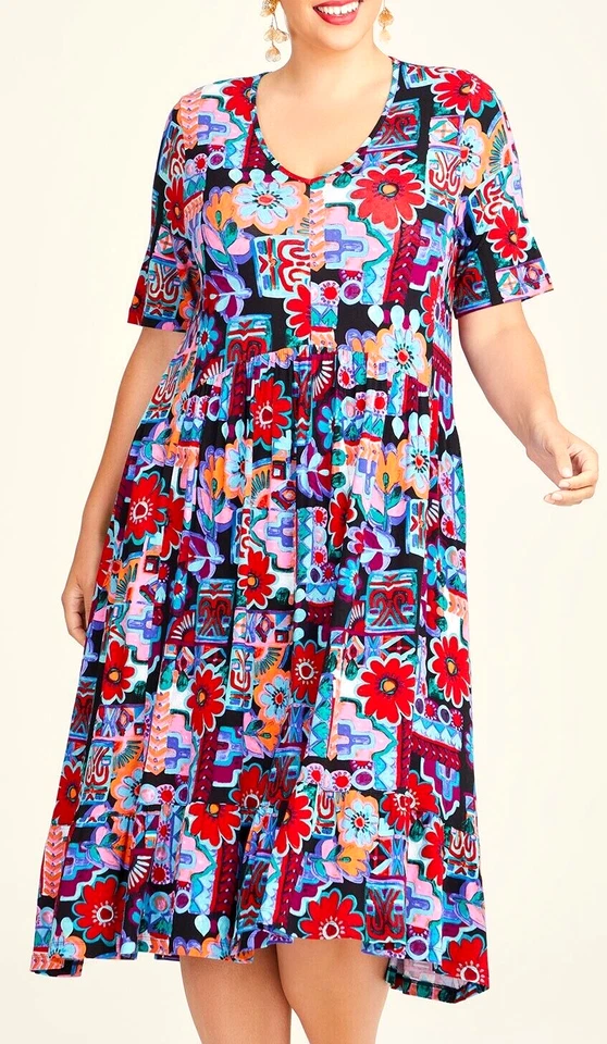 TS Taking Shape Virtu Plus Sz M / 20 Sea Ripples Dress 100 Cotton