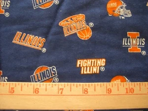 TELA DE ALGODÓN FRANELA ILLINI UNIVERSIDAD DE ILLINOIS 1 yarda U de I Envío Gratis PJ's - Imagen 1 de 2
