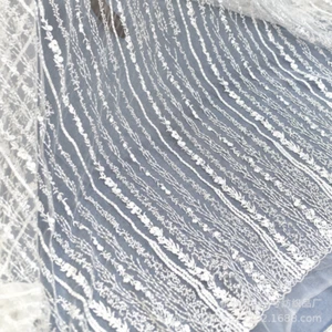 130cm Width Lace Mesh Fabric Sheer Cloth for Wedding Dress Sewing Sold By Yard - Picture 1 of 9