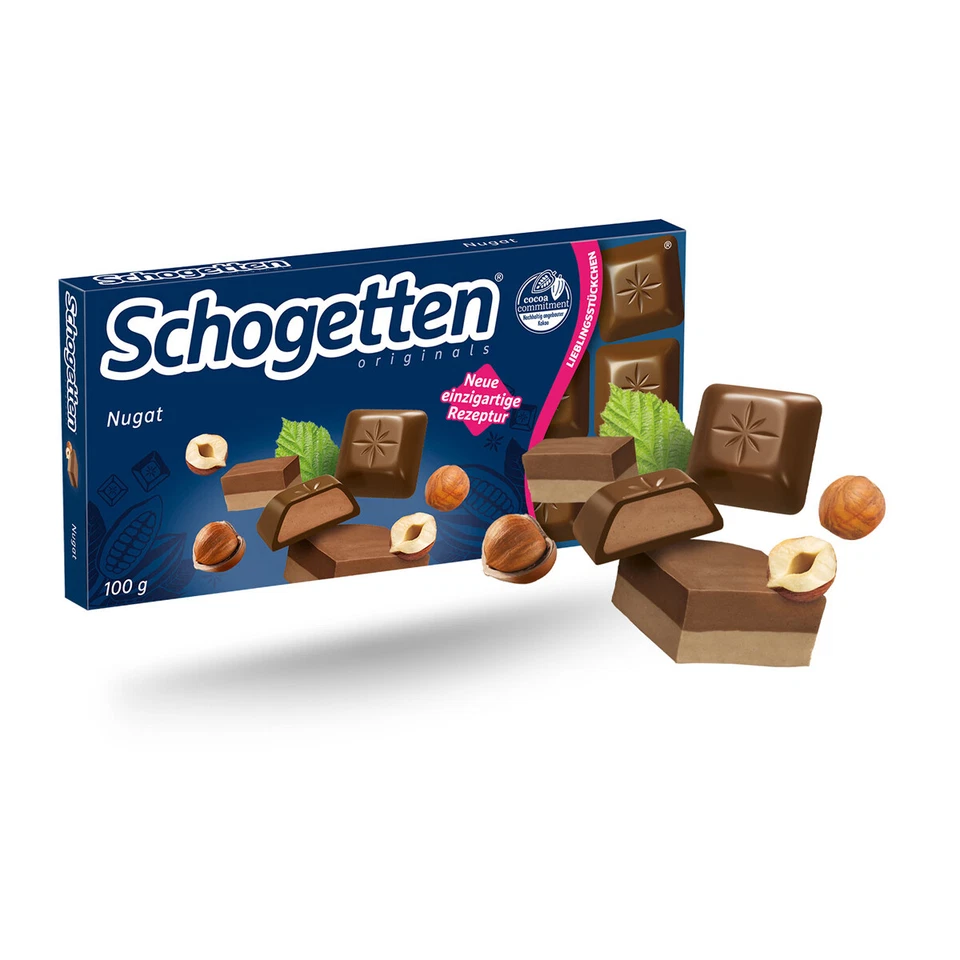 SCHOKOLADE-TAFEL Schogetten Nugat Cioccolato al Latte Integrale Alpino con Ripieno di Crema Nugat 100g