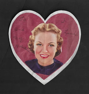 Vintage 6" Echtfoto 1950er To I ONE LOVE MY VALENTINE Karte Lächeln Mädchen Dame P - Bild 1 von 3