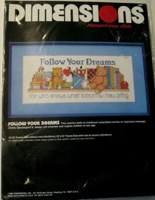 Dimensiones - Punto de Cruz Estampado - Sigue Tus Sueños Kit 3087 NUEVO Osos Sueños Foto 1 de 4