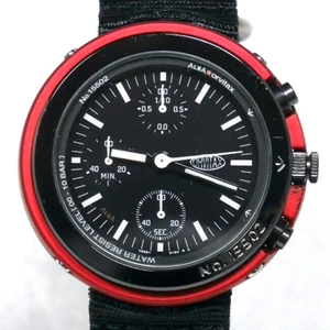 Seiko Alba Orvitax Uhr V655 1999 schwarz rotes Gehäuse Chronograph leuchtend Japan - Bild 1 von 9