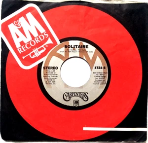 Carpenters - Solitaire / Love Me For What I Am- Vinyl 45rpm 1975 1721-S - Imagen 1 de 5
