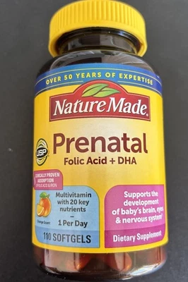 🔥Nature Made Prenatal Folic Acid + DHA Multivitamin • 110 Softgels• Exp.03/2027 - Image 1 of 4