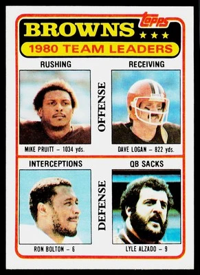 Pruitt / Dave Logan /Bolton/ Lyle Alzado, 1981 Topps, #113, Cleveland Browns, - Image 1 of 2