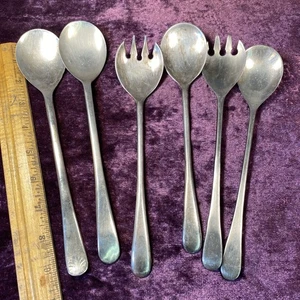 Menge 6 Italien Silber Teller Salat Servier Gabel Löffel Sets Utinsels Patinaj314top - Bild 1 von 13