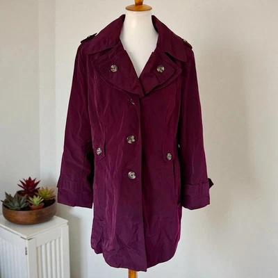 Gabardina London Fog Vino Borgoña Mujer Doble Cuello Chaqueta Abrigo Talla XL Foto 1 de 4