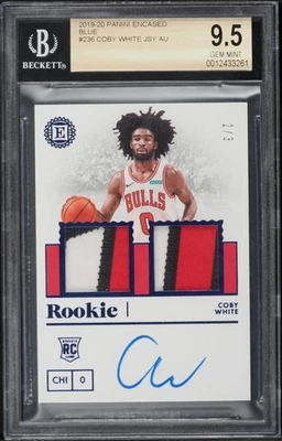 2019 Panini Encased Blue #236 Coby White  /3 RC ROOKIE PATCH AUTO RPA BGS 9.5 - Image 1 of 2