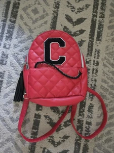 Justice Initial C Quilted Mini Backpack Ladybug Red Chain detail Quilted - Picture 1 of 8
