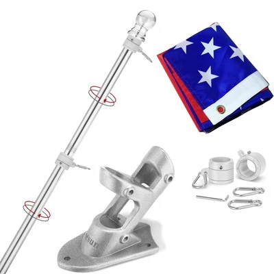 Flag Pole for House with 3x5 American Flag, 6 FT Wall Mount Flag pole with Br - Image 1 of 4