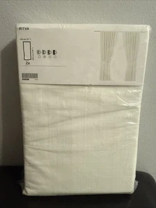 One Pair Ikea Ritva White Cotton Curtains/Drapes (57/118) w tiebacks - Picture 1 of 9