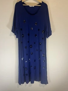 Virtuelle Taking Shape Sz M Royal Blue Viscose See quined Sh Sl Midi Dress - Picture 1 of 10