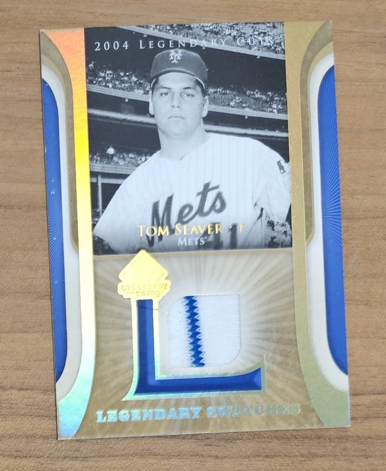 Tarjeta Jersey 2004 Upper Deck Legendary Tom Seaver Mets Salón de la fama Juego Usado Pin Rayas Foto 1 de 2