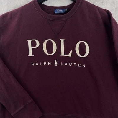 Polo Ralph Lauren Sudadera Para Hombre Talla Mediana Borgoña Cuello Redondo Logo Pullover Foto 1 de 4