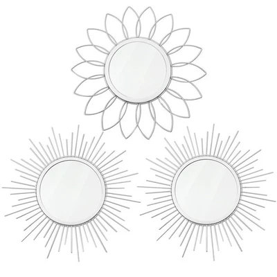 3 Pack Metal Mirrors for Wall Sunburst Wall Mirrors Home Décor Decorative Han... - Image 1 of 4