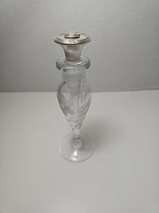 Botella de perfume Hiesey de vidrio cortado con tapón de vástago de plata de ley años 20 - Imagen 1 de 10