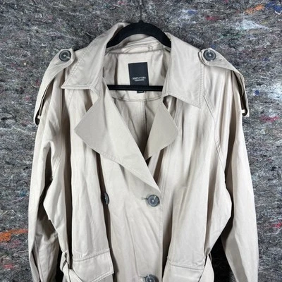 Simply Vera By Vera Wang Trench Coat Womens XL Long Jacket Khaki Tie Waist - Image 1 of 4