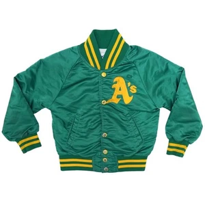 Vintage 90s Oakland A's Satin Youth Jacket Small - Picture 1 of 5
