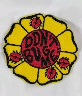 Don't Bug Me Stranger Things Embroidered Patch Yellow Red Beetle Lettering HTF - Image 1 of 4