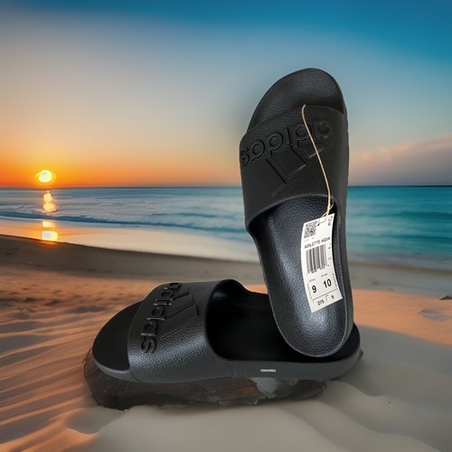 Sandali slip on Adidas Adilette Aqua Slides neri unisex US uomo 9 US donna 10