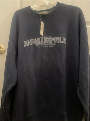 Nueva Sudadera Con Etiqueta Banana Republic Azul Para Hombre Talla XL Algodón Pesado Foto 1 de 4