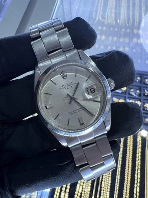 Reloj Rolex Oyster Perpetual Date para hombre acero inoxidable esfera plateada 34 mm Foto 1 de 4