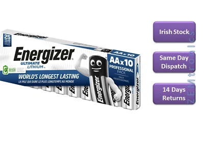 Energizer Ultimate Lithium AA Batteries, Pack of 10 -  for Camera , MP3 - 0225 - Image 1 of 3