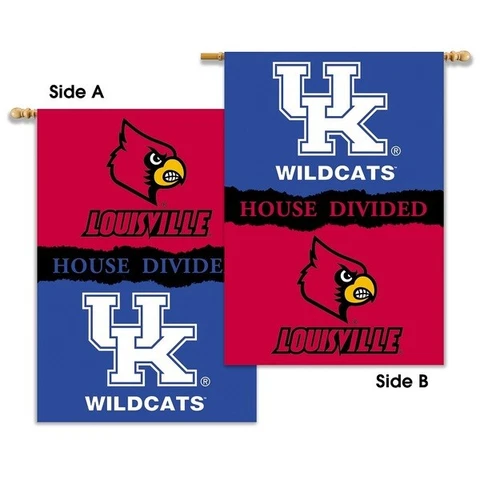 NCAA Louisville Cardinals Kentucky Wildcats HOUSE DIVIDED 2-SIDED 28 X 40 BANNER Cover