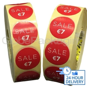Adesivi 10.000 x ""VENDITA € 7"" EURO al dettaglio etichette prezzo negozio 35 mm - Foto 1 di 5