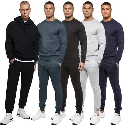 Kruze Mens Fleece Tracksuit Set Pullover Plain Sweatshirt Joggers Casual 2-piece - Image 1 of 4