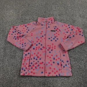 Columbia Sweater Girls XL 18/20 Pink Polka Dot Fleece Sweatshirt Casual Preppy - Picture 1 of 10