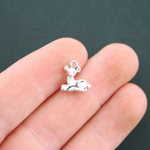 10 Fawn Charms Antique Silver Tone 3D Deer Charm- SC2614 - Picture 1 of 3