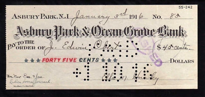 4D120 - 1916   ASHURY PARK & OCEAN GRABE BANK -  ASBURY PARK, N.I - Image 1 of 2