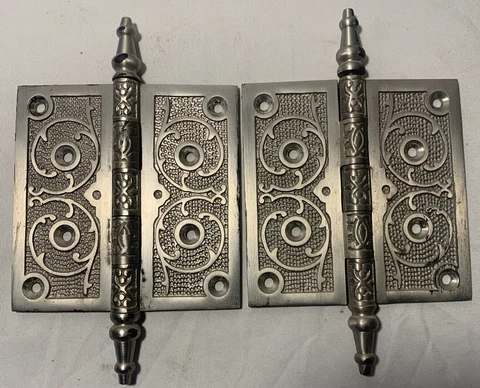 2 Steeple Door Hinges 4 1/2 X 4 1/2" Steeple Top Clean Cover