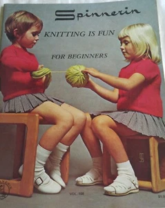 Vintage 1970s Spinnerin Pattern Book KNITTING IS FUN For Beginners Vol 108 - Picture 1 of 8