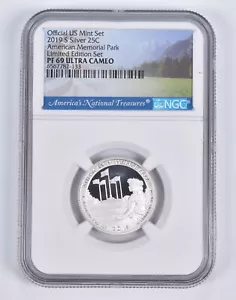 2019-S Silver PF69 ANT American Memorial Quarter Limited Edition NGC - Picture 1 of 5