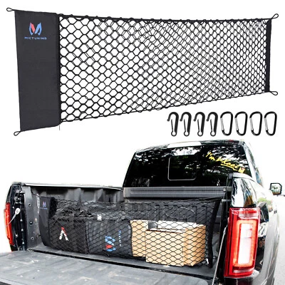 Elastic Truck Bed Cargo Net w/ Storage Bag for Chevy Silverado 1500/2500 3500 HD - Imagem 1 de 4