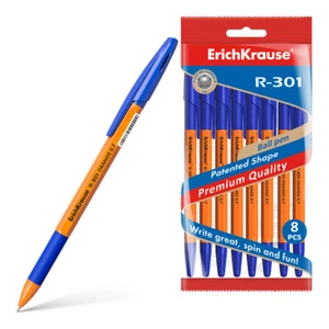 Kugelschreiber R-301 Orange Stick 0.7 Kunststoff Gummigriff Tinte Blau 8er Pack - Bild 1 von 5