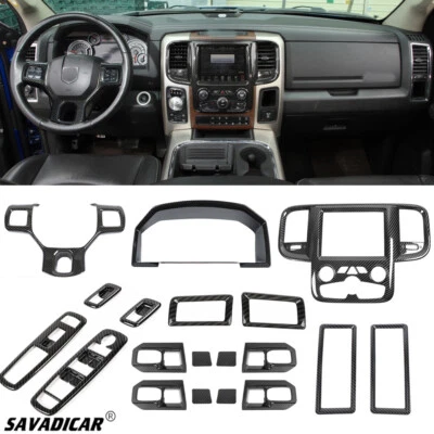 15x Carbon Fiber Interior Dash Decor Cover Trim Kit For Dodge Ram 1500 2010-2017 Foto 1 de 4