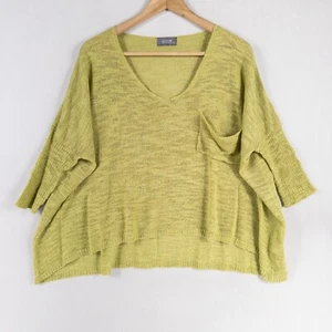Suéter Figwood Mujer Talla Única Verde Cuadrado Lagenlook Bolsillo Manga 3/4 Pullover - Imagen 1 de 8