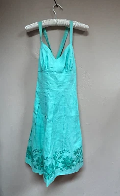 Vestido Milly Mujer Vintage Línea A Bustier Plisado Bordado Floral Verde Talla 4 Foto 1 de 4