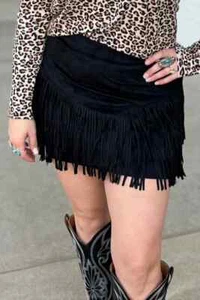 New Women's Fort Worth Western Black Fringe Skirt Sterling Kreek Size XL - NWT - Picture 1 of 10