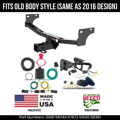 Сцепное устройство для прицепа Jeep Compass 2017 года с 7-контактной проводкой подходит для буксировки старого кузова Curt 4K 2 дюйма - Изображение 1 из 4