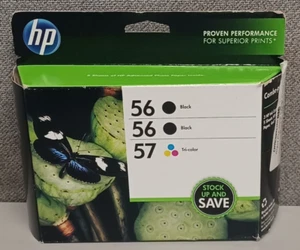 HP 56 / HP 57 (2)Black & (1)Tri-color Ink Set CD944FN Exp. 2016 Free Shipping - Picture 1 of 2