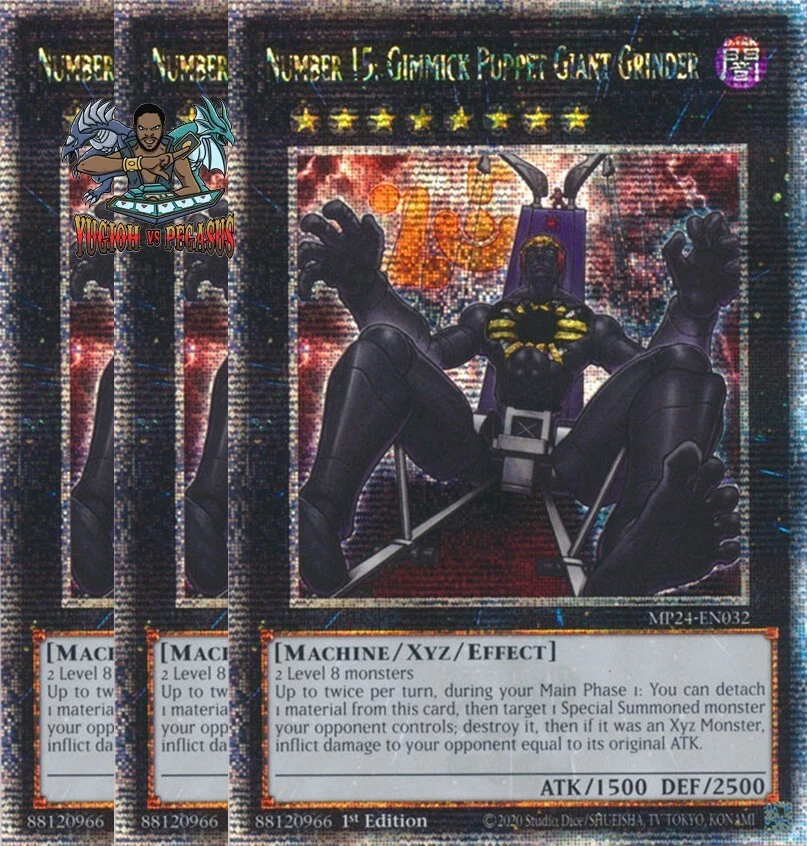 3x Number 15 Gimmick Puppet Giant Grinder MP24-EN032 Quarter Century Secret Rare - Image 1 of 1