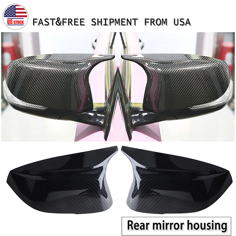 Rear Carbon Fiber M3 Style Side Mirror Cover Cap For Infiniti Q50 Q60 2014- 2021 - Image 1 of 4