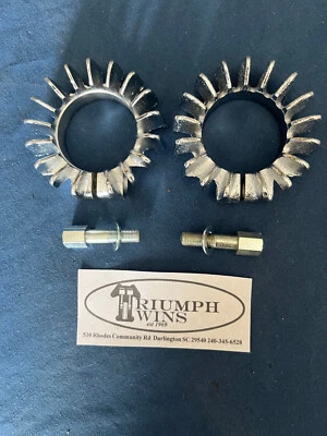 Clamp Exhaust Set Chrome for TRIUMPH # 70-4501 T120 TR6 with clamp Bolts 70-0407 - Image 1 of 2