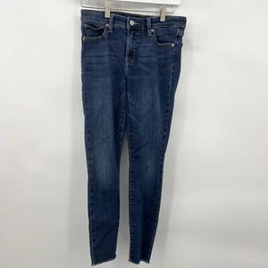 Pantalones de mezclilla ajustados con dobladillo crudo al tobillo Lucky Brand lavado medio tiro medio cremallera azul mosca talla 4 - Imagen 1 de 9