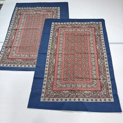 vintage burlington pillowcase pair standard blue red floral pasiley y2k 90s 80s - Image 1 of 4